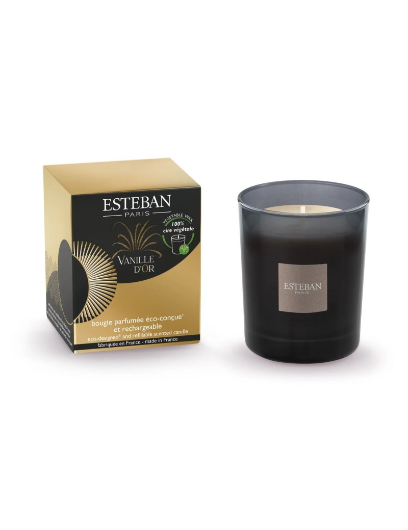 Bougie parfumée initiale rechargeable Vanille d'or 180g - Esteban