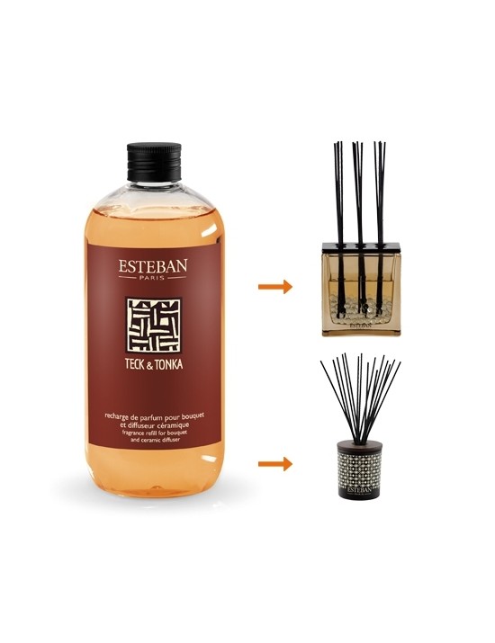 Recharge pour bouquet parfumé 500ml Teck  et  Tonka - Esteban
