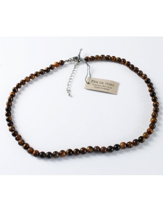 Collier perles en oeil du tigre