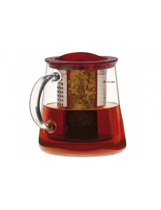 Théière en verre avec filtre inox rouge - Finum