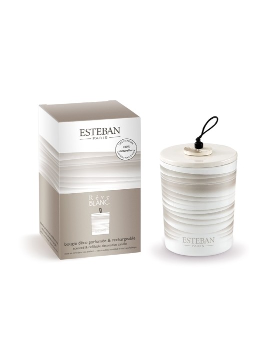 Bougie déco parfumée rechargeable Rêve blanc - Esteban