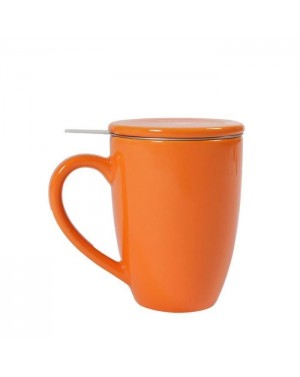 Mug en céramique + filtre et couvercle orange