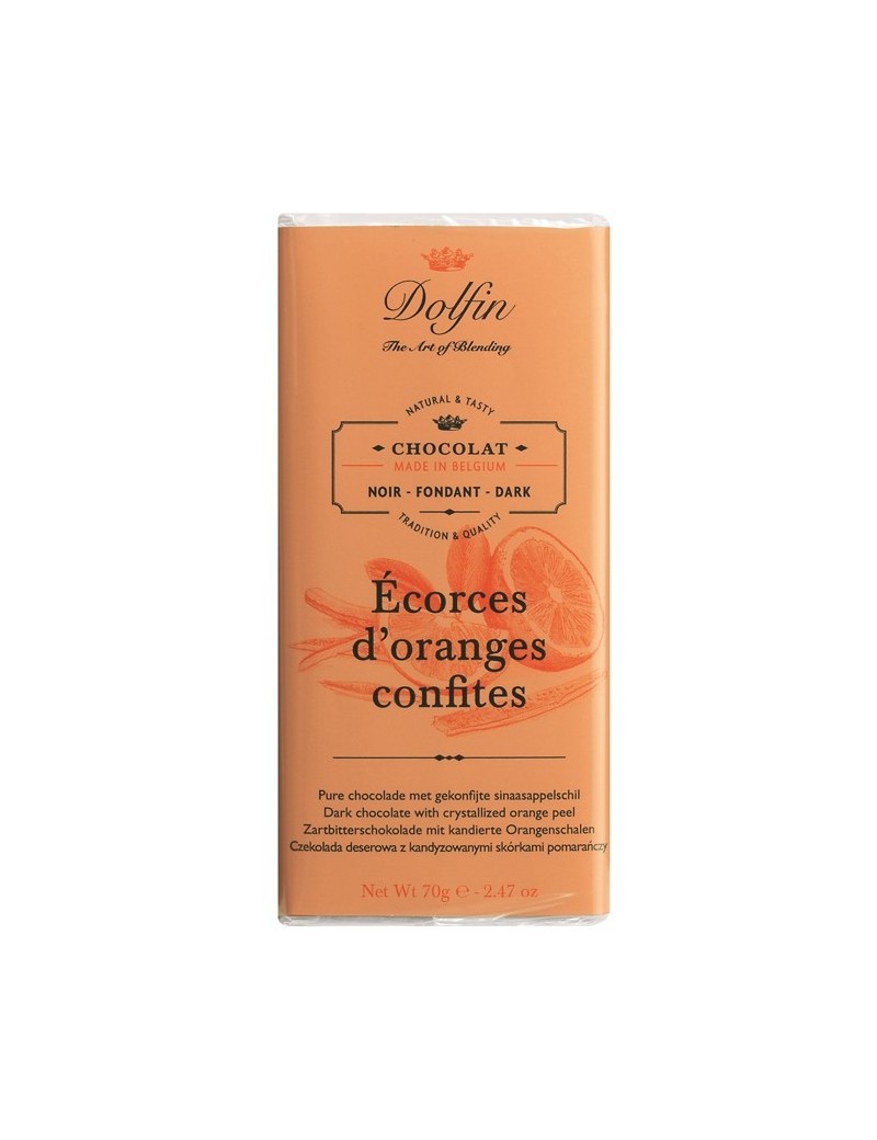 Tablette de chocolat noir 60pourcent  et  écorces d'oranges confites - Dolfin