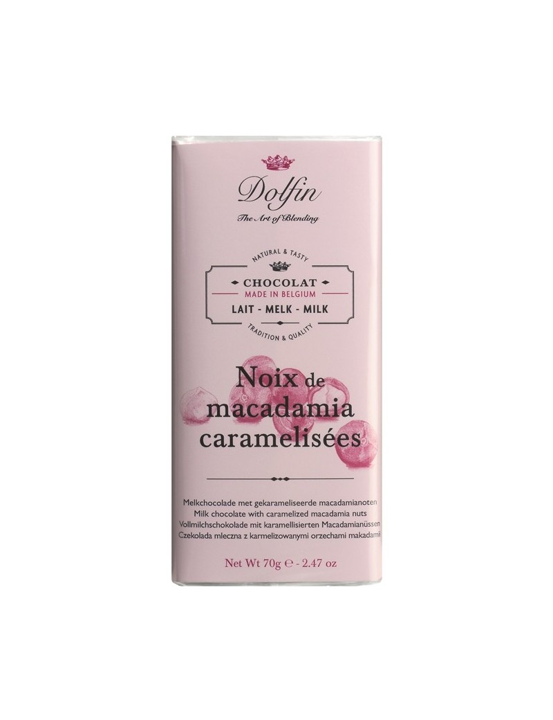 Tablette de chocolat au lait et noix de macadamia caramélisées - Dolfin Tablette de chocolat au lait et noix de macadamia caramélisées - Dolfin