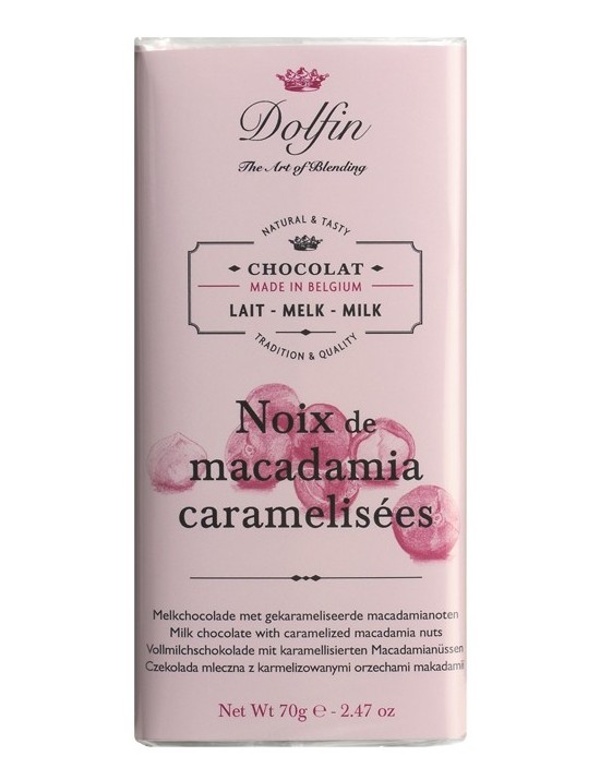 Tablette de chocolat au lait  et  noix de macadamia caramélisées - Dolfin