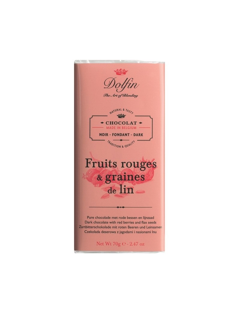 Tablette de chocolat noir 60pourcent et fruits rouges et graines de lin - Dolfin Tablette de chocolat noir 60pourcent et fruits rouges et graines de lin - Dolfin