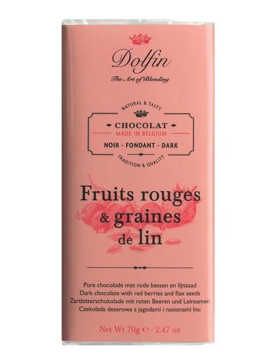 Tablette de chocolat noir 60pourcent  et  fruits rouges et graines de lin - Dolfin