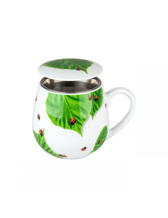 Mug Snuggle avec filtre et couvercle Coccinelle sur feuille - Konitz