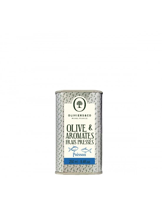 Huile d'olive  et  aromates frais pressés - Poisson - Oliviers a co